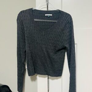 American Eagle Outfitters Dark Gray V-Neck Sweater